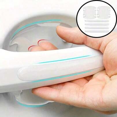 8pcs Car Door Handle Bowl Anti-Scratch Protective Stickers, Universal Invisible Car Stickers, Car Handle Anti-Collision Protective Strips