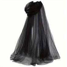 Adult Halloween Witch Hooded Cloak + Gothic Vampire Long Claw Gloves Set, Black Long Mesh Cape With Adjustable Drawstring, Unisex, Suitable For Halloween Party, Cosplay, Theme Party, Witch Vampire Costume - Multicolor - View 6