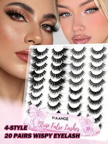 MAANGE 20 Pairs Cartoon Cat Eye False Eyelashes, Mixed 4 Styles Fox Eye Lashes, Thin Band Cat Eye Tail Extended Strip Lashes, Natural Lashes, Multi-Layer Soft, Suitable For Natural Makeup, Suitable For Dating And Travel, Gift For Women, Eyelashes, False Eyelashes, Strip Lashes - Multicolor - View 12