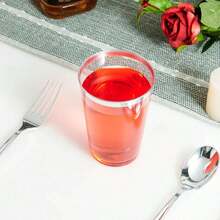 20pcs 200ml Silver Rim Transparent Glass Cups, Durable And Stylish, Suitable For Weddings, Parties And Other Occasions - Silver - View 3