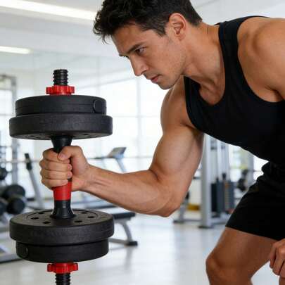 Conjunto Combinado de Halteres 1 Set (Inclui Barras de Halteres e Porcas de Bloqueio), Opções de Peso de 10 kg, 15 kg e 20 kg, Adequado para Treino de Força de Homens e Mulheres, Fitness de Escritório e Uso de Adolescentes