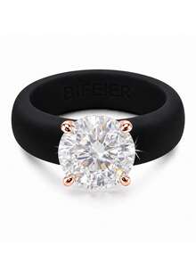 BIFEIER Round 5A Cubic Zirconia Women's Silicone Ring, Copper Plated 18K Rose Gold Band, Soft And Comfortable Ring, Stackable Wedding Engagement Alternative Ring, Sports Yoga Daily Wear Valentine's Day Anniversary Gift - Round - View 37