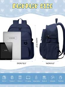 Minimalist Solid Color Multi-Functional Computer Backpack, Large Capacity With Multiple Compartments And Pockets, Fits Laptop, Built-In Luggage Strap For Suitcase Attachment, Wide Breathable Shoulder Straps For Pressure Relief, Lightweight Durable Business Casual School Commute Short Trip Backpack - Multicolor - View 10