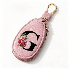 Black Letters A-Z Car Key Protection Cover PU Key Bag Mini Car Key Bag Key Ring Wallet Zipper Charter Keychain Male And Female Universal Key Ring Gift - Multicolor - View 21