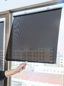 Persianas enrollables opacas portátiles temporales con ventosas, sin necesidad de perforar, persianas enrollables de espejo de un solo sentido, persianas enrollables transparentes visibles durante el día, cortinas con control de calor y anti-UV, persianas retráctiles opacas de PVC, estilo de decoración del hogar c - 1 pieza negra de 40 x 60 cm con ventosa gratis - Ver 1