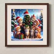 1PC DIY 5D Diamond Painting Kit Christmas Cat Pattern - Round Full Drill Art Mosaic Craft, Home Wall Decor, Unframed - No Frame - View 3