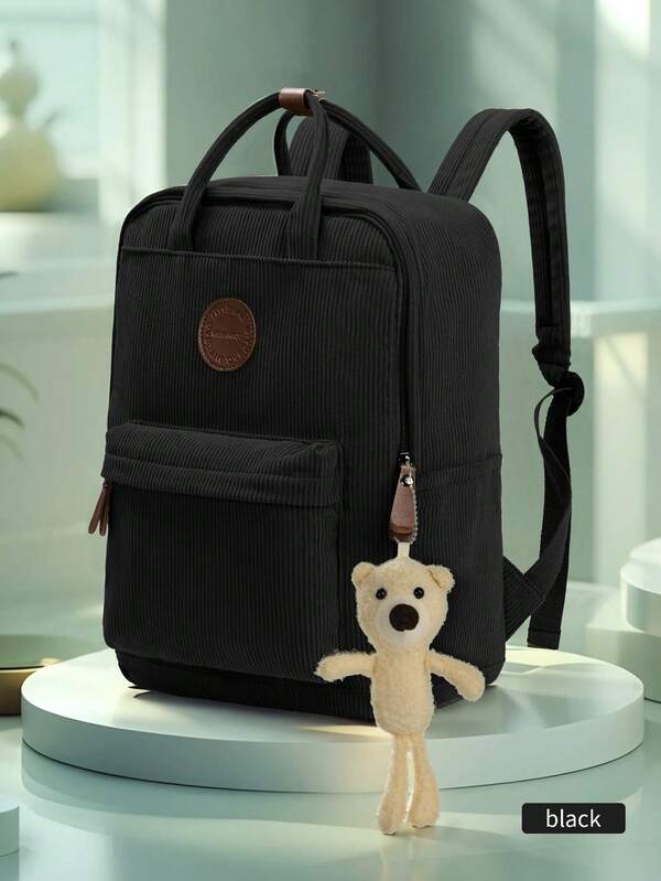 Corduroy Casual Backpack, Lightweight Minimalist Backpack For Men And Women, Lightweight Men's College Style School Bag, (Suitable For Work And Commuting), College Student Backpack