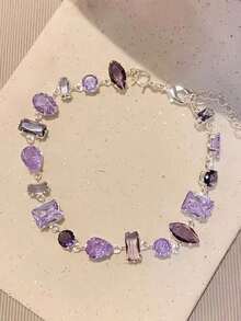Sparkling Colorful Candy Bracelet, Delicate, Luxurious, High-End, Niche, Sweet, Irregular, Full Of Rhinestones, Women's Jewelry - Multicolor - View 6