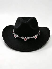 1PC Street Punk Gothic Red Bat Hat Chain, Halloween Y2K Dark‑Aesthetic Ornament, Fits Fedora & Bucket Hat - Bat-wing Style - View 4