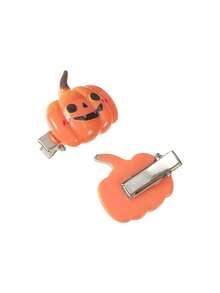 5pcs Funny Smiling Pumpkin Hair Clips, Halloween Theme Hair Accessories, Party Atmosphere Costume, Cute Hair Clips - Orange - View 4