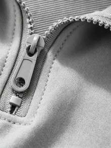 Girls' Bowknot Print Gray Zipper Hoodie And Wide Leg Pants 2 Pieces Set, Minimalist Design, Suitable For Spring, Autumn And Winter Wear, Comfortable And Relaxed - Grey - View 9