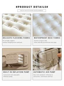 Inflatable Air Mattress, Luxury Camping Pad, PVC Inflatable Sleeping Mat, Luxury Double Camping Air Bed With Built-In Pump, Thick Pad - Apricot - View 5