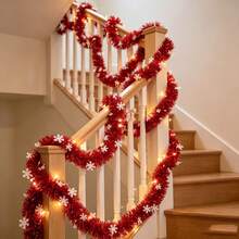 3/2/1pc Christmas Decorations: White Snowflake, Red Pleated Stripe, Decorative Christmas Ribbon, Madder Red Hanging Ornament, Home Decor, Party Decoration - Conventional - View 5