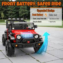 24V 20" 2‑Seater Kids Electric Ride‑On Truck Toy For Big Kids,800W Motor,Remote Control,3‑Speed,Bluetooth,Multi‑LED Lights,Shock Absorption - Red - View 7