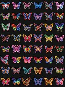 50Pcs Neon Butterfly Stickers For Kids, Colorful Butterfly Decals, Children Art Craft Supplies For Halloween Decor, Scrapbooking, Journaling, Planner DIY & Classroom Activities - Multicolor - View 6