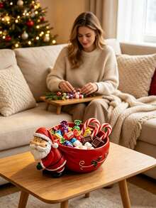 1pc Christmas Decorative Storage Ornament. Designed Specifically For Storing Small Jewelry And Miniature Accessories. It Is An Exquisite Desktop Decoration For Christmas Home Decor And Can Also Be A Great Holiday Gift. - Multicolor - View 3