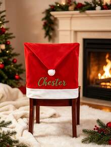 Customized Christmas Chair Covers, Customized Christmas Hat Chair Back Covers, Santa Hat Chair Covers, Personalized With Your Family Name, Suitable For Dining Room And Office Chairs - Multicolor - View 4