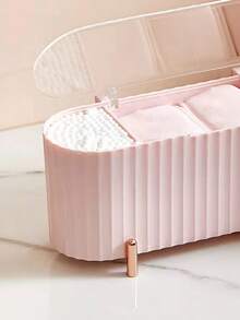 1pc Desktop Dust-Proof Storage Box, Suitable For Cotton Pads, Cotton Swabs, Makeup Remover Pads, Toothpicks, Dental Floss, Makeup Pad Sticks, Pink/Brown/Green/Red, Storage Organizer Box - Multicolor - View 11