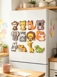 10pcs Cute Animal Fridge Magnets Set, Magnetic Stickers Including Elephant, Tiger, Lion, Monkey, Giraffe And Other Jungle Animals, DIY Stickers, Soft Creative Rubber Magnets, Party Decoration, Fridge Magnets, Kitchen And Office Whiteboard, Cabinet And Dishwasher Decoration, Home Decor, Spring And Easter Gift, Must-Have For Animal Lovers - A - View 7