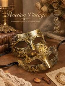 Vintage Venetian Style Masquerade Couple Masks, Suitable For Role Play, Stage Performance, Theme Party And Halloween Party - Multicolor - View 8