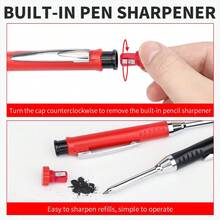 2pcs Automatic Carpenter Pencils With Sharpener - 2.8mm Lead, Metal Body, Includes Extra Black Replacement Leads, Suitable For Design And Crafting - Sets - View 5