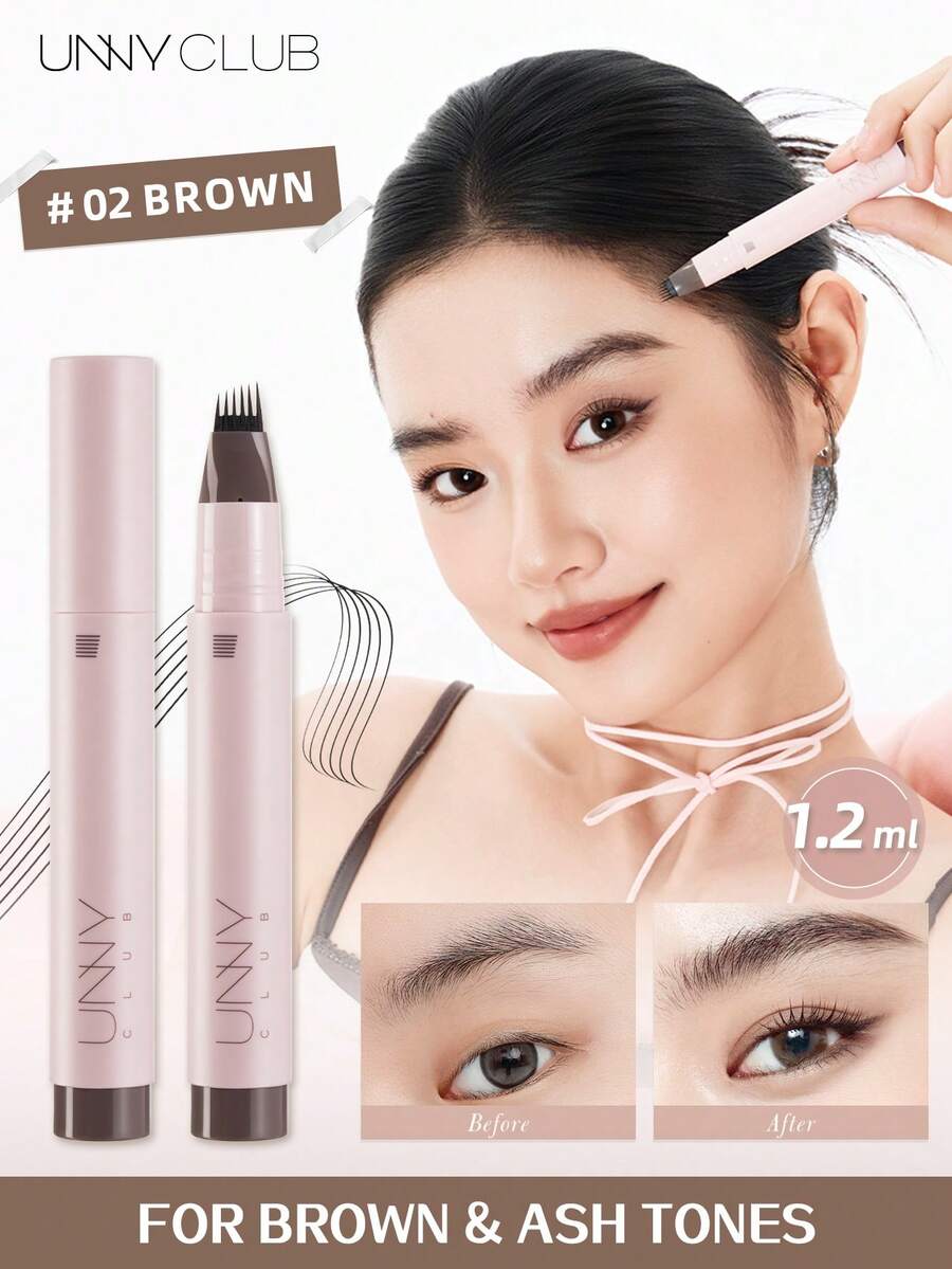 UNNY CLUB Pulpen Makeup Serbaguna, Pulpen Multifungsi 4-in-1, Efek Tahan Lama Alami, Ringan dan Halus, Tahan Air dan Keringat, Cocok untuk Pemula, 1 buah, Kosmetik Makeup Merek Ternama