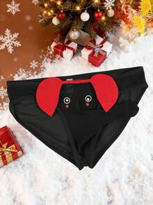 Men's Black Eye Print Pattern Thin Breathable Comfortable Daily Large Pouch Triangle Briefs Elephant Trunk Underwear - Black - View 2