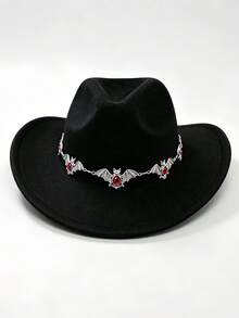 1PC Street Punk Gothic Red Bat Hat Chain, Halloween Y2K Dark‑Aesthetic Ornament, Fits Fedora & Bucket Hat - Bat-wing Style - View 6