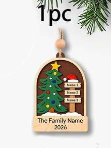 Custom Family Name Wooden Christmas Ornament, Personalized 2-5 Names Tree Decoration, Customized Xmas Keepsake Gift, Customizable Holiday Hanging Ornament For Family Parents Grandparents - Style B - View 12