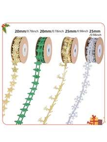 2pcs/1pc Christmas-Themed Decorative Ribbon For Gift Wrapping-Suitable For Christmas Parties, Christmas Tree Decorations, Themed Parties, Thanksgiving, New Year's, Christmas Party Favors, Holiday Parties, And Festive Scene Decorations. - One Size Fits All - View 3