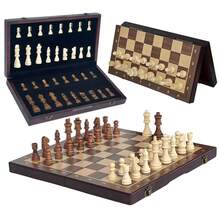 1 Set Large Wooden Folding Chess Board Game Set, Includes Wooden Chess Pieces, Built-In Storage Box, 2 Extra Queen Pieces, Suitable For Chess Enthusiasts And Game Lovers - Multicolor - View 16