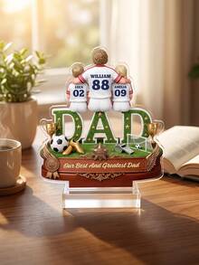 1pc Personalized Baseball Family MVP Dad Plaque, Custom Text Desk Ornament, Sports Themed Keepsake Decor, Unique Father's Day Birthday Gift From Kids For Baseball Loving Dad, Home Office Tabletop Display Decoration - Multicolor - View 2