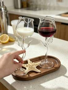 Rose Shaped Highball Glass, & Champagne Glass With Atmosphere Decoration - Clear - View 3