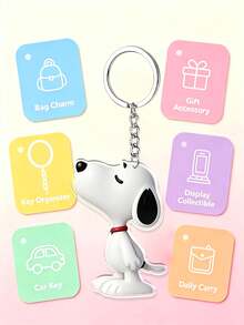 SNOOPY Dog Keychain, Backpack Hook, Bag Pendant, Decoration. Soft Matte Texture. Super Cute Design. Waterproof And Scratch-Resistant. Won't Yellow Over Long-Term Use. Cute Design, Versatile And Practical Without Looking Out Of Place. - Multicolor - View 6