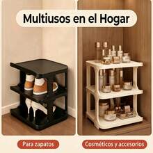 1-Piece 3-Tier Plastic Shoe Rack Space-Saving Corner Organizer For Entryway - Black - View 10