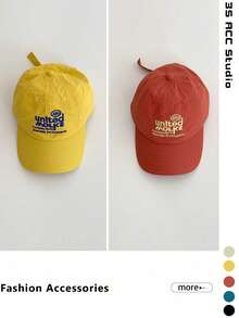 1pc Women's Soft Top Letter Embroidered Yellow Baseball Cap, Spring/Summer New Style, Quick-Dry Breathable Sun Protection Duck Bill Hat, Colorblock Summer Thin UV Protection Hat - Unlimited Letter Patch Baseball Cap - View 1