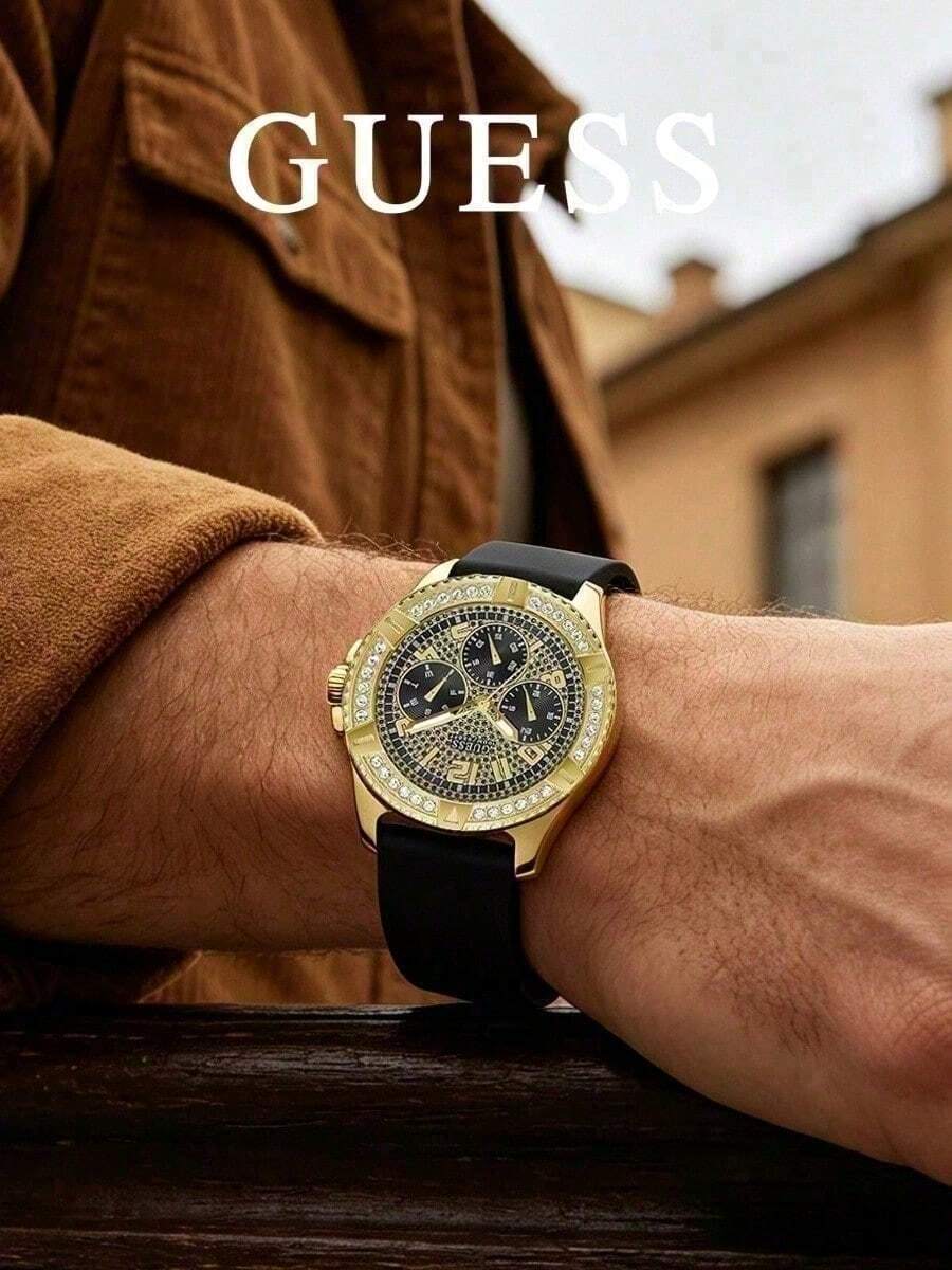 GUESS Horizon Series Men's Quartz Chronograph Watch, Round Black Dial With Roman Numerals, Suitable For Business, Commuting And Daily Wear - WATCH - View 1