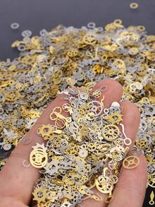 1/3 Box Gold & Silver Steampunk Gear Clock Wheel Metal Rivet Decor, Vintage Mechanical Nail Art Decoration Accessories, Suitable For DIY Nail Art, Jewelry Decoration And Nail Design - Multicolor - View 5