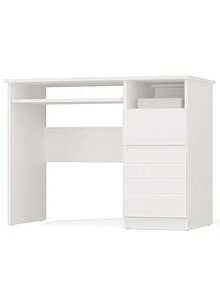 51*98.5*75.5 Cm Nordic Style White Oak Desk, Made Of Durable Engineered Wood, Practical Table, Functional Office Desk, Versatile Computer Desk, Multi-Purpose Tables, Sturdy Work Table, Practical Office Desk, Classic Office Furniture - White - View 10