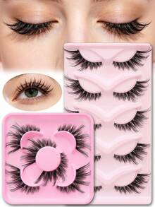 3/5 Pairs Cat Eye False Eyelashes, Fluffy Wispy Dramatic Long Tail Strip Lashes, Reusable Fake Eyelashes For Party Stage Daily Eye Makeup - Multicolor - View 1