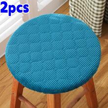 2pcs Round Stool Covers With Elastic Edge, Machine Washable, All Season, Fits 9.4-11 Inch (24-28cm) Diameter Round Stools With Seat Thickness Less Than 1.2 Inch (3cm), Home Dining Chair, Please Check Size Before Ordering, Christmas Birthday Gift Choice - Multicolor - View 15