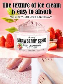 AURANY Strawberry Scrub Foot & Hand Scrub For Dry Cracked Feet Hands , Deep Cleansing Exfoliating Dead Skin Remover Moisturizing Even Skin Tone Brightening Smooth Rough Texture Fruity Scent , Suitable For All Skin Types , Halloween Party Gift, 250G - Strawberry - View 4