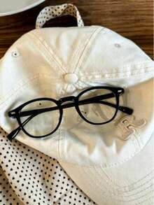 1 Pair Small Frame Transparent Lens Glasses, Black Rectangular Non-Prescription Glasses, Unisex, Fashion Accessory, PC (Polycarbonate) Frame And Lenses - Black - View 2