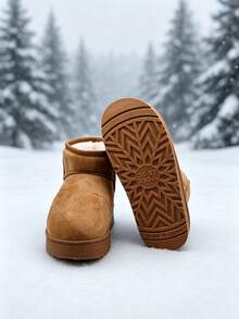 Women's EVA Thick Sole Thermal Lined Thickened Anti-Slip Design Flat Fashion Warm Enclosed Heel Casual Snow Boots Suitable For Autumn/Winter - Brown - View 7