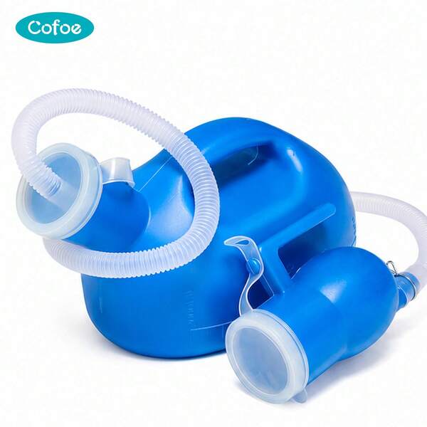 Cofoe 2000ml 男士便携式小便器，大容量防漏尿液瓶，带盖和1.7米延长软管，男士大容量小便瓶，便携式防漏尿液收集器，适用于床边、旅行、露营和居家使用。