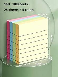 Large Lined Sticky Note Pad, 100 Sheets Per Book, Self-Adhesive Grid Inner Pages, Easy-Tear, Colorful Assorted Memo Sticky Notes For Office, School, Home, Bullet Journal, Planner, Desktop Organization (Random Color) - A - View 10
