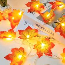 1PC 10/20/30 Lights 2/3/4.5m Maple Leaf String Lights Suitable For Christmas, Halloween, Party, Holiday, Gift, Home Decor, Bedroom Decor, Room Decor, Party Decor, Wall Decor, Birthday Decor, Garden Decor, Holiday Decor - Red Maple Leaf - View 3