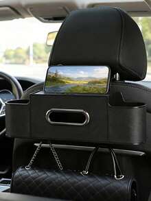 Universal Car Seat Back Storage Bag, Multifunctional Rear Seat Organizer With Tissue Box And Side Pockets, Convenient Car Interior Storage Accessory For Driver And Passengers - Multicolor - View 2