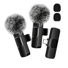 SNZIYAG Micro thu âm cài áo không dây K60 kèm màng chắn gió lông xù, micro kẹp mini cho iPhone 15+ và thiết bị Type-C, Android, máy tính bảng, laptop - Xem 2