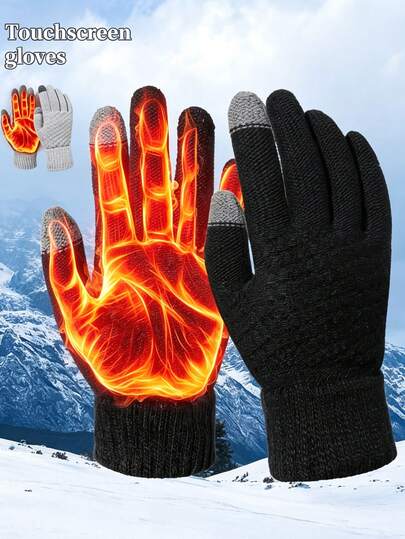Winter Outdoor Touchscreen Gloves, Warm Thick Fleece Finger Gloves, Driving & Cycling Gloves, Essential For Cold Weather Travel, Indoor Home Decor, Halloween Camping Essential, Office Desk Accessory, Home Necessity, Fitness Accessory